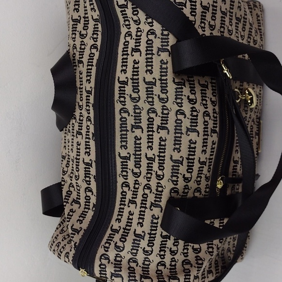 Juicy Couture L.A. Tan & Black Canvas Weekender Crossbody Duffle Bag Tote NWOT - Picture 11 of 16